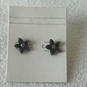Vintage VCLM Black Crystal Stud Earrings, NWOT
